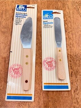 New Ekco Stainless Steel Spreader Spatula Wood Handle Set of 2 Deadstock Vtg